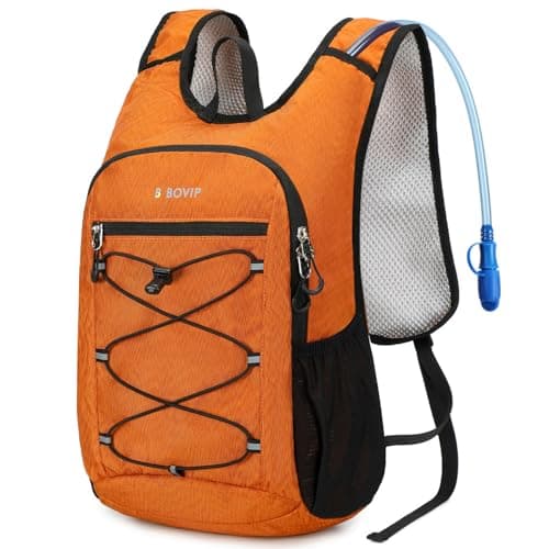 BOVIP Lightweight Hydration Back,15L Multipurpose Hiking Backpack with 1.5L Water Bladder ,Hydro Water Daypack for Cycling Hiking Rave for Men Women