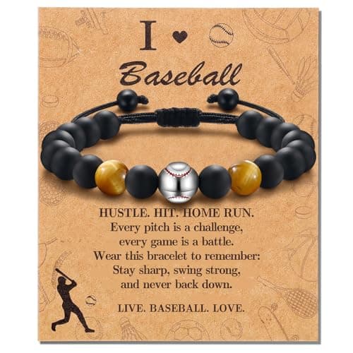 Alissl Baseball Bracelet for Boys, Tiger Eye Sports Gift for Kids
