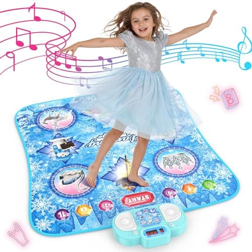 Dance Mat Toys - 8-Button Frozen Toys for Girls Electronic Dance Pad with 5 Game Modes, Touch Sensitive Kids Musical Mat Toy Christmas & Birthday Gift for 3 4 5 6 7 8 9 10+ Years Old Girls(Blue)