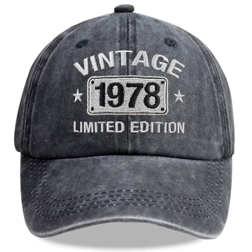 Vintage 1978 Limited Edition Hats for Men Women, 48th Birthday Decorations, Adjustable Embroidered 48 Year Old Baseball Cap Retirement Gifts Black