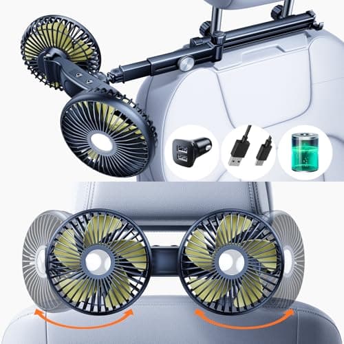 Nauttxon Rechargeable Fan for Car Backseat Kids with Retractable Long Arm