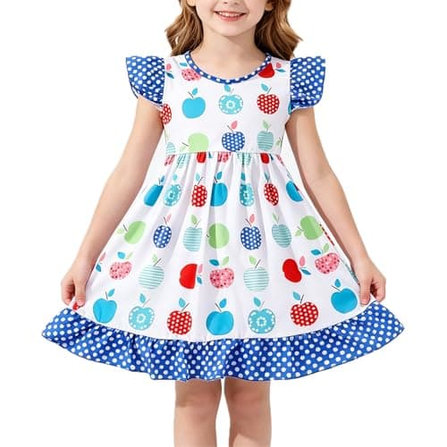Toddler Girl Dress Back to School Pencil School Bus Print Dress Summer Outfits 4-5T