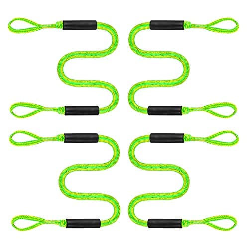 Pack of 4 Dock Bungee Line Marine Rope Docking Line for Boat Jet Ski(Green)