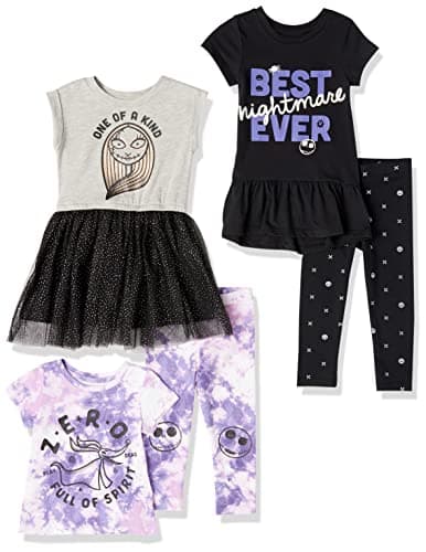 Amazon Essentials Disney | Marvel | Star Wars | Frozen | Princess Toddler Girls' Mix-and-Match Outfit Sets, Pack of 5, Nightmare Sally, 4T