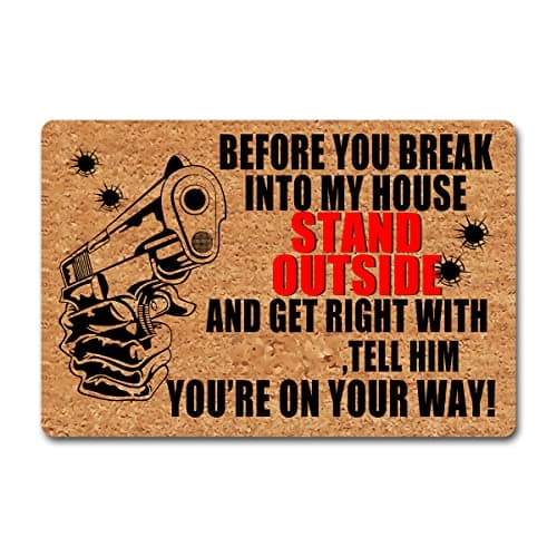 Funny Welcome Doormats Novelty Gift Doormat Before You Break Into My House Stand Outside(23.7 in X 15.6 in) House Warming Gift Doormat With Anti-Slip Rubber Back Door Mats For The Entrance Way Indoor