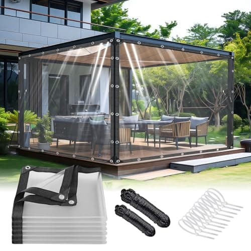 HZMGPCM Premium Clear Vinyl Tarp 4x6 ft Tearproof Heavy Duty Clear Tarp with Rustproof Grommets Windproof Design(14 Mil) Reinforced Edges for Patio Outdoor Porch Greenhouse Chicken Coop Garden