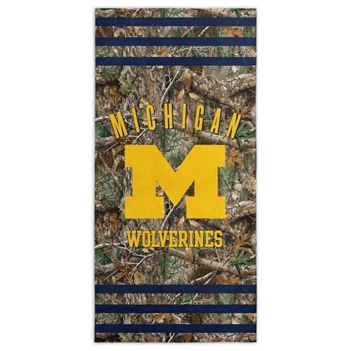 Northwest NCAA Michigan Wolverines Unisex-Adult Beach Towel, 30" x 60", Realtree Stripes