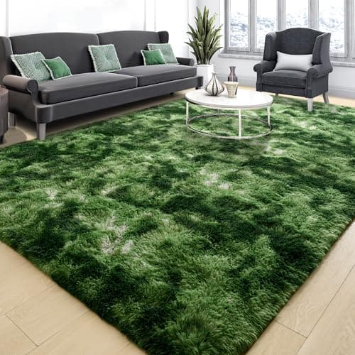 Tepook 5x8 Soft Fluffy Dark Green Area Rugs for Living Room Bedroom