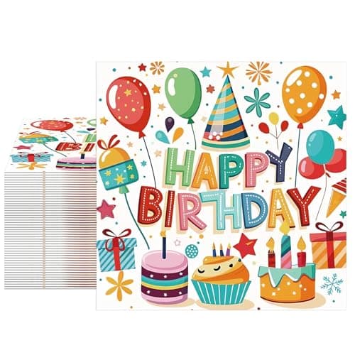 40PCS Happy Birthday Napkins Colorful Balloons Design Disposable Paper Dessert Dinner Napkins for Boys Girls Birthday Baby Shower Wedding 6.5 x 6.5 inches