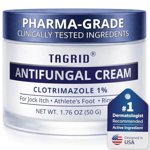 TAGRID NDC-Approved 1% Clotrimazole Antifungal Cream: Powerful, Non-Prescription Relief for Ringworm, Athlete's Foot, and Jock Itch - 50g