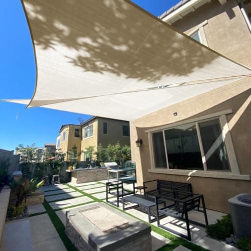 SUNLAX Sun Shade Sail 13' x 13' x 13' Butter Cream Triangle Sunshade