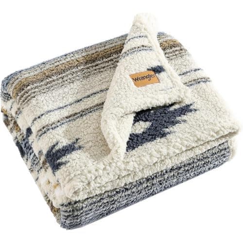 Wrangler - Sherpa Reverse Throw Blanket for Bed or Couch, 50 x 60