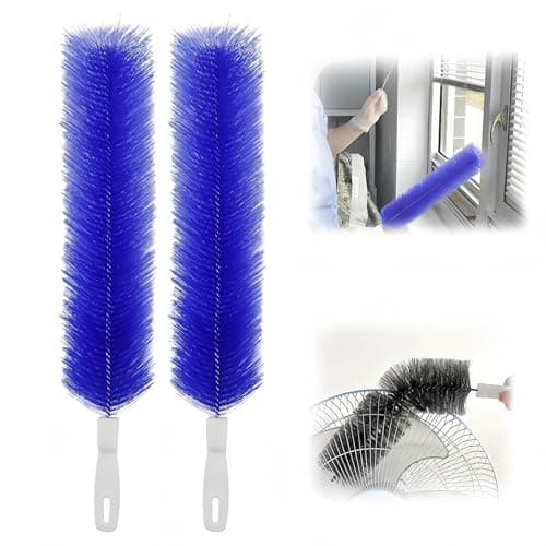 Bendable Microfiber Head, 2026 Fan Cleaner Brush Reusable Dust Remover Washable ldeal for Electric Fans Air Conditioning, Home Car Vents, Curtain (Blue 2 Pcs)