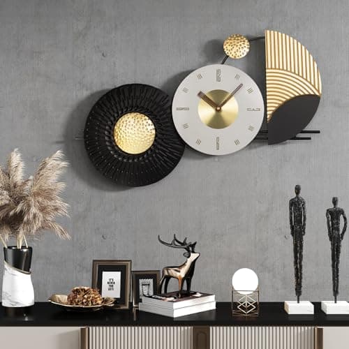 Tiuposr 26x16 Inches Large Modern Irregular Wall Clock, Unique Silent No-Ticking Battery Operated Decorative Clocks for Living Room, Bedroom, Kitchen, Home Office, Entryway