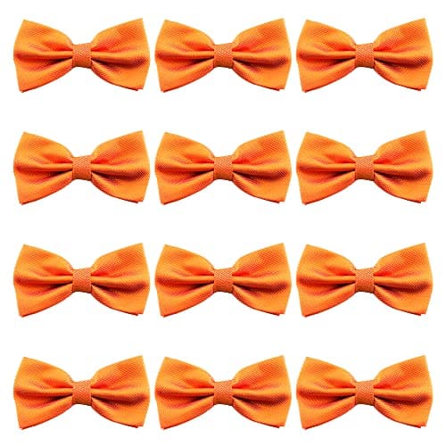 Bow Tie for Men Polyester Solid Pretied Bowties Adjustable Tuxedos Bowtie for Weddings & Groom’s Gift – Bow Ties for Women (12, Orange)