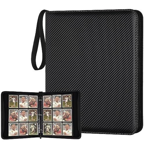 GERMUN 9 Pocket Trading Card Binder,720 Cards,40 Top-Loading Pages, Double Sided Pockets PU Cover Zipper Collection Album Folder for Standard MTG, TCG, Sports Cards(Black)