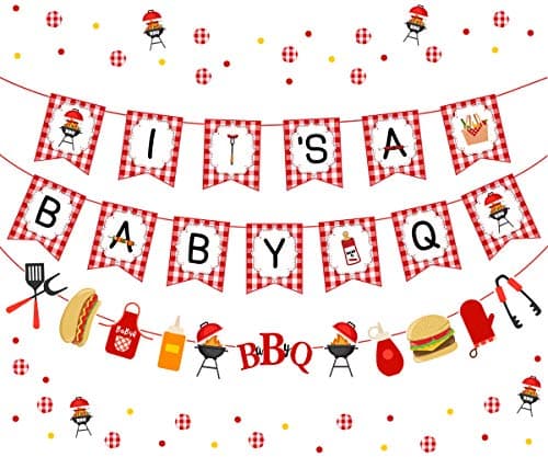 Baby Q Shower Decorations BBQ Party Decorations for Boy Girl It’s A Baby Q Banner BBQ Barbecue Themed Baby Shower Gender Reveal Supplies