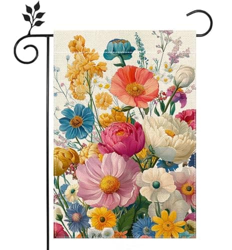 Spring Summer Colorful Floral Garden Flag for Outside 12x18 Inch Double Sided Flower Yard Outdoor Flag