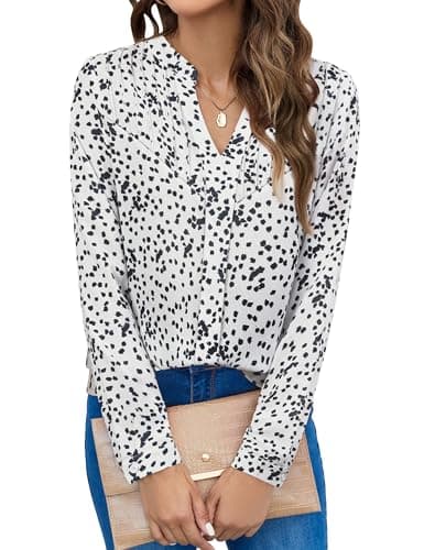 Blooming Jelly Women's Dressy Casual Tops Business Work Blouses Long Sleeve Dress Shirts 2025(X-Large,Khaki)