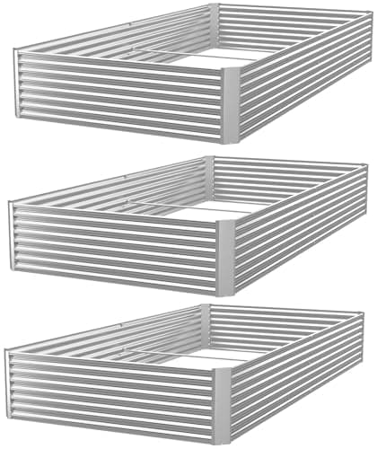 FRIZIONE 3pcs 6x3ft Galvanized Raised Garden Bed Outdoor,Above Ground Garden Bed for Vegetable,Metal Raised Beds for Flower,Steel Raised Beds for Gardening