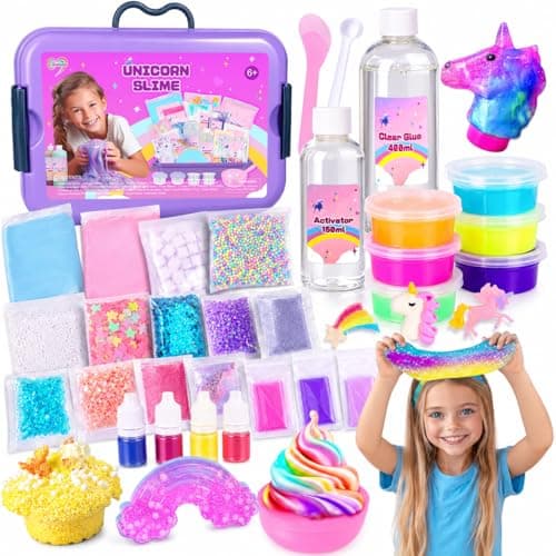 Carolart Unicorn Slime Kit for Girls, DIY Slime Making Kit Toys for Girls