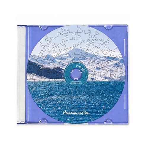 JOQUXI Scenic Lake Mountain CD Disc Shaped Jigsaw Puzzles for Adults (100 Pieces), Beautiful Nature Landscape Scenery Mini Round Puzzles Gifts for Home Office Decoration, 12 x 12 cm