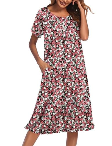 Ekouaer Mumu Dresses for Women with Pockets Short Sleeve Moo Moos