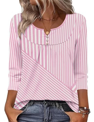 Zeagoo 3/4 Length Sleeve Womens Tops Dressy Casual 2026 V Neck T Shirts Blouses Floral Summer Business Work Basic Tees