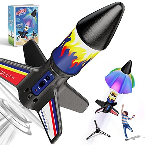 lakebyin Flying Launcher for Kids - Electric Flying Toys with Parachute Recovery - Eco-Friendly Toy with Unlimited Re-Launch - Great Birthday Gift