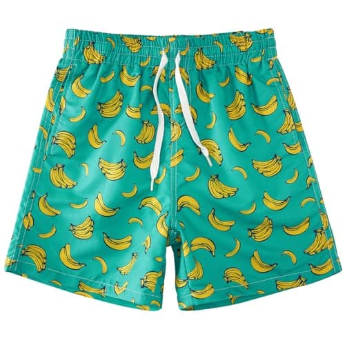 Cozople Boys Swim Trunks Size 8 Quick Dry UPF50+ Beach Swimwear Funny Banana Graphic Beach Surf Swimsuit with Mesh Lining for Big Kids Casual Homewear