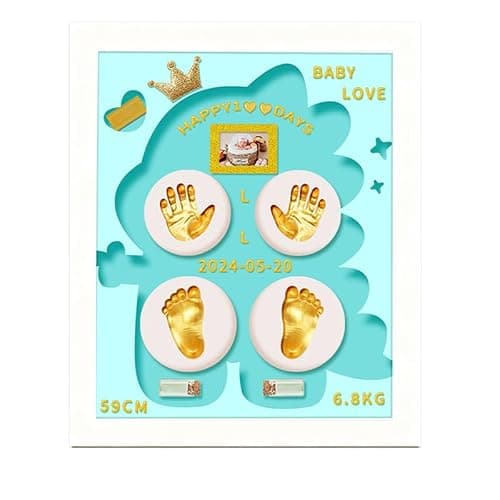 MCstars Baby Hand and Footprint Kit with Photo Frame, Personalized Newborn Keepsake Frame, Handprint & Footprint Maker, Nursery Memory Display, 11x13 Inch