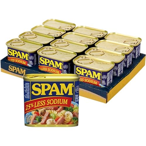 SPAM 25% Less Sodium Canned Meats, 12 oz Cans, 12 Pack, Packaging May Vary