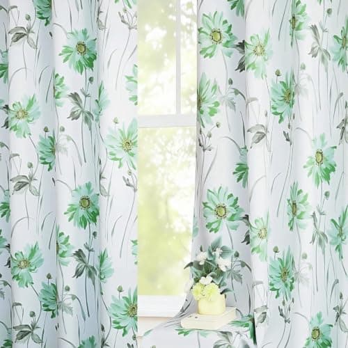 BROSHAN Vintage Sage Green Blackout Curtains 84 Inch Length - 100% Room Darkening Botanical Floral Pattern Thermal Insulated Drapes 2 Panel Set Grommet Print Curtains for Living Room,Bedroom Nursery