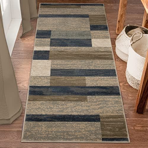 SUPERIOR Rockwood Modern Geometric Indoor Area Rug, 2'7"x10', Midnight Navy