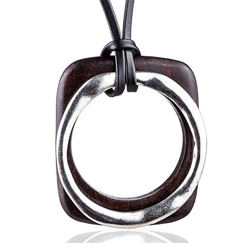 COOSTUFF ANNA Hotsale Handmade Women Long Necklaces Jewelry Black Sandalwood Vintage Statement Necklace for Women (Brown)
