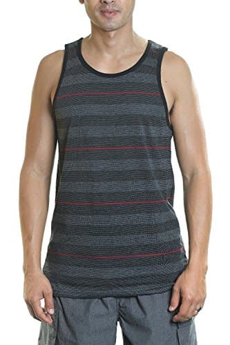 YAGO Men's Tank Top Slim Fit Jersy Tee (Gray/Red/Black, XX-Large)