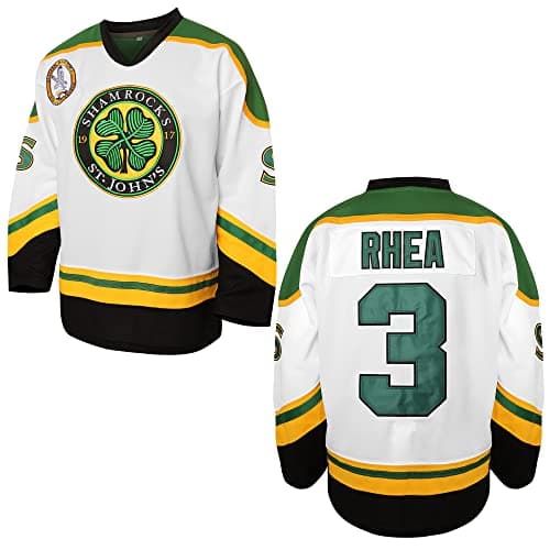 3 Ross The BOSS Rhea Hockey Jersey for Men,ST John's Shamrocks Stitched with EMHL Patch White Green Black (3 White,XX-Large)
