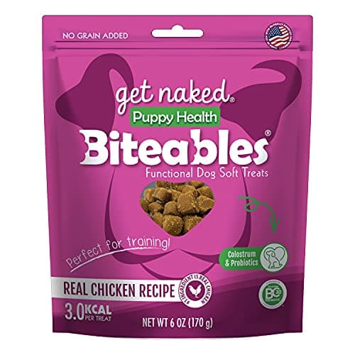 Get Naked Biteables Daily Soft Dog Treats for Puppy Health, Made with Real Chicken, Fortified with Colostrum and Probiotics to Support Puppy's Growth, Functional Soft Chews for Puppy, Grain-Free, 6oz