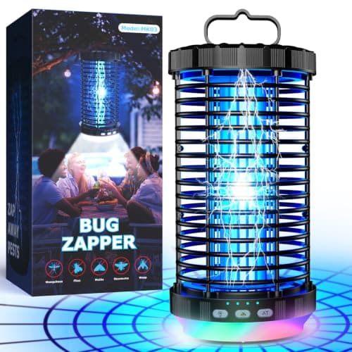 CreateFun Bug Zapper Outdoor, 2026 Upgraded 3 in 1 Rechargeable Bug Zapper with 5000mAh Battery & LED Night Light, 4000V Cordless Waterproof Mosquito Zapper for Outside,Patio,Backyard,Garden Black 1