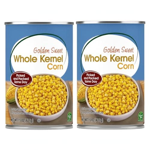 Golden Sweet Whole Kernel Corn, 15 oz (2 Pack) – Ready-to-Serve Canned Vegetables
