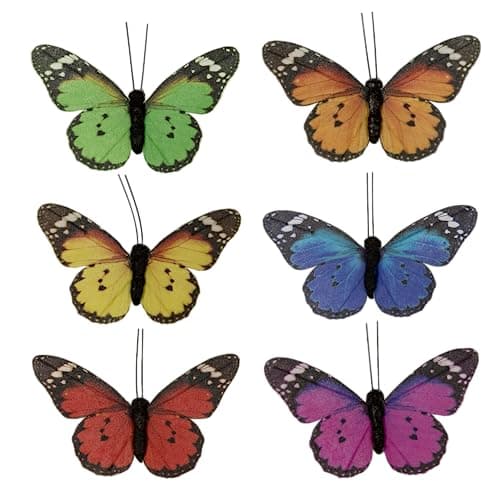 Berfutall-Butterfly Decorations Set of 12 with Wire Butterflies for Crafts Decorative Monarch Butterfly 3.5×2.3in Spring Home Decor Floral Pick………