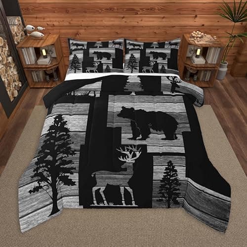 Feelyou Bear Deer Comforter Set Twin Size Bedding Set