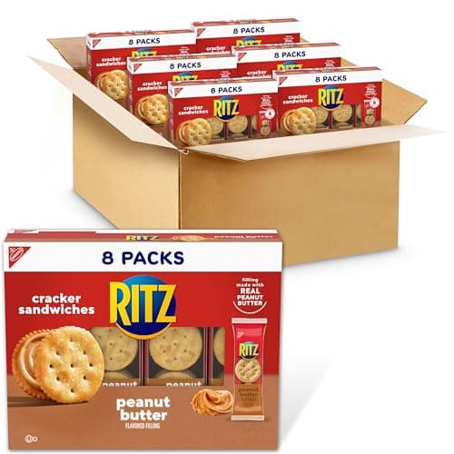 RITZ Peanut Butter Sandwich Crackers, 4g Protein, 48 Snack Packs