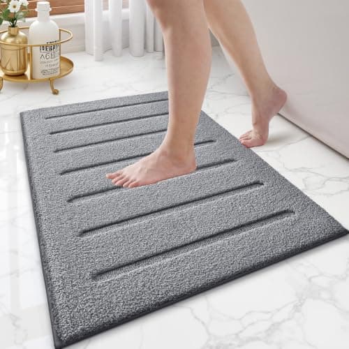 LUMI Ultra Soft Bathroom Rugs Absorbent, Non Slip Bath Mat 17x30, Grey