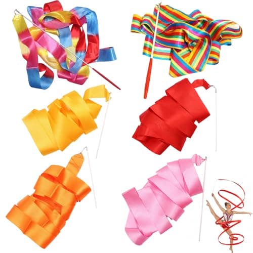 Twirling Baton, 6-Pack Gymnastic Ribbon，Professional Grade Batons for Twirling, Performance, and Dance Routines