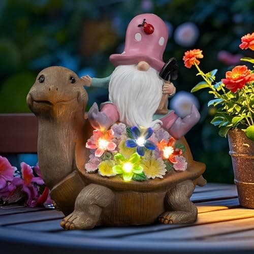 Etlemonde Solar Gnome Turtle Statue Garden Decor