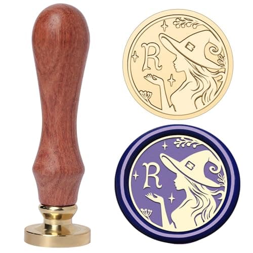 YOLAKIS Alphabet R Wax Seal Stamp Magical Girl Style Initial Letter R Wax Stamp Brass Head Ideal for Decorating Christmas Cards Envelopes Gift Wraps Wedding Invitations(Magic R)