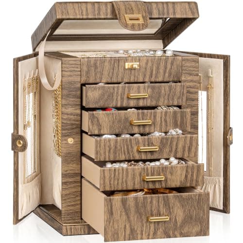 AKOZLIN 6-Tier Jewelry Box Organizer 5 Drawers Jewelry Storage Case