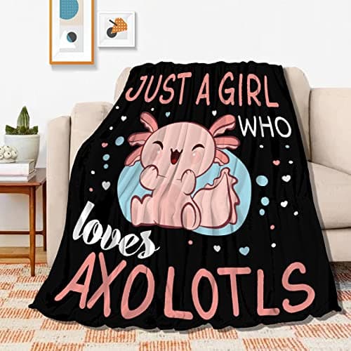 Just Girl Loves Axolotls Blanket Soft Blankets and Throws Flannel Cozy Lightweight Quilt Gift Perfect for Bed Sofa Couch-60 x50 Medium for Teen