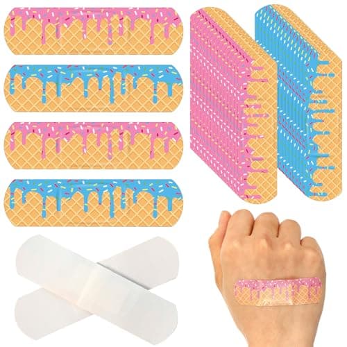 Gaillty 50 Pcs Pink & Blue Drip Waffle Style Bandages